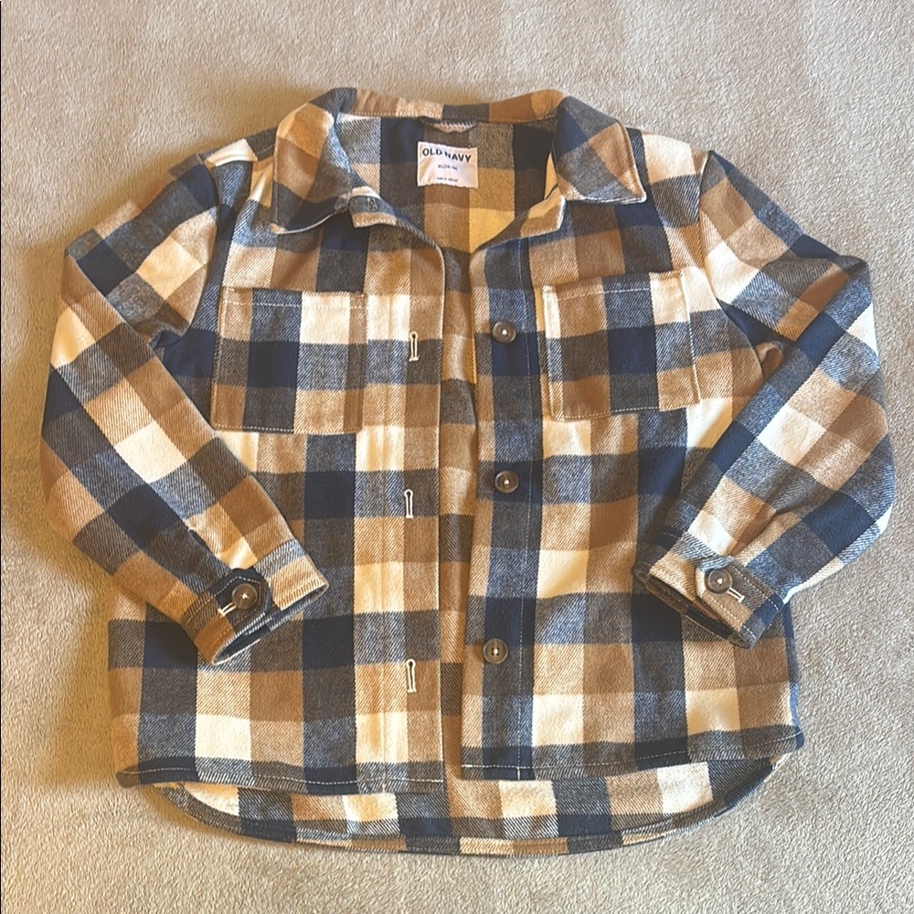 Old Navy Kids Checkered Shacket - Blue and Tan size Girls XL 14/16 NWOT